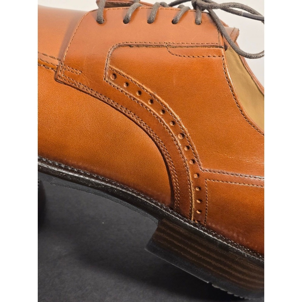 Johnston & Murphy McGrath Mens Italian Calfskin Leather Saddle Brown Oxfords NEW - Picture 10 of 16